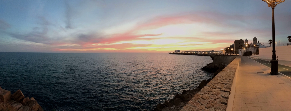 Cadiz waterfront at night